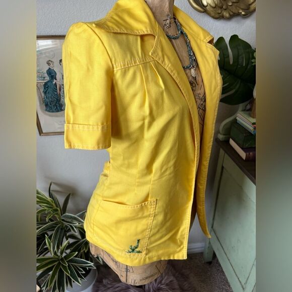 Bronson Of California Yellow 70s  Dagger Collar Open Front Belted Blouse Sz 9/10 - Picture 5 of 10